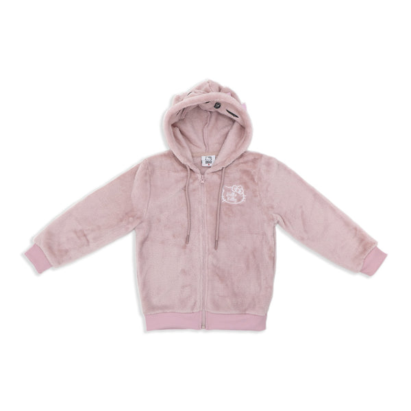 ג'קט קורל פליז כובע מדוגם Hello Kitty