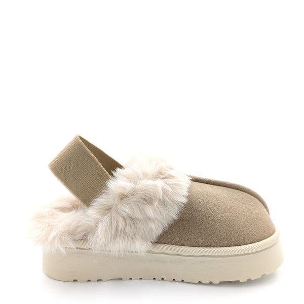 כפכפי פלטפורמה עם פרווה