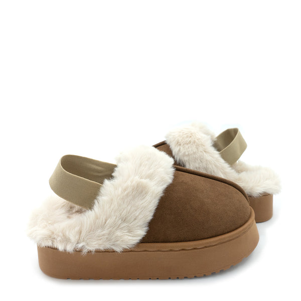 כפכפי פלטפורמה עם פרווה