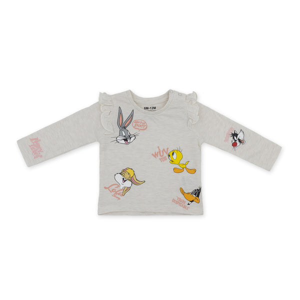 זוג חולצות לוני טונס אפרסק-קרם תינוקות בנות