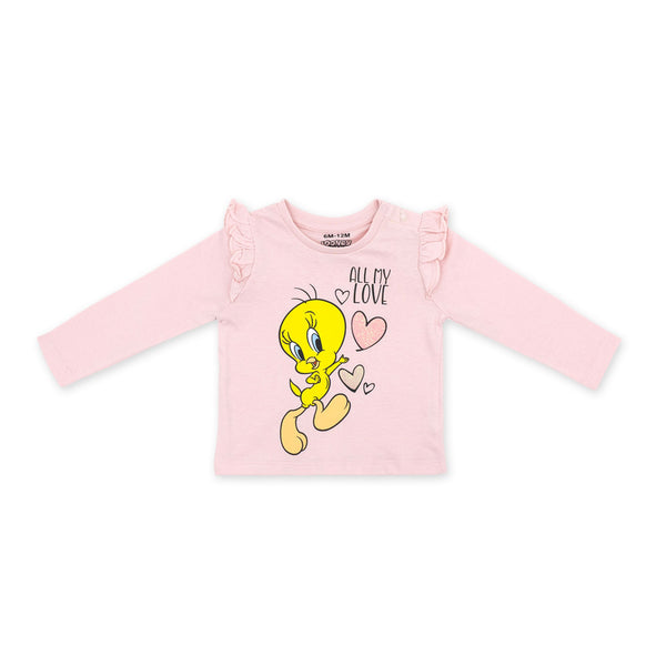 זוג חולצות לוני טונס אפרסק-קרם תינוקות בנות