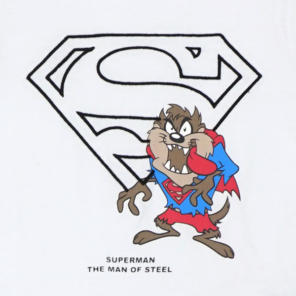 חולצת מעבר עם אפליקציית טאז סופרמן בנים