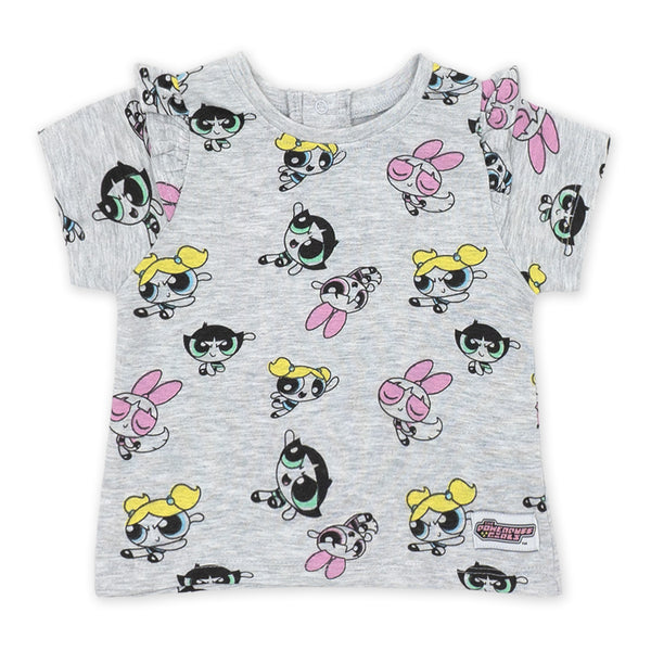 זוג חולצות Power Puff Girls אפור-ורוד תינוקות בנות