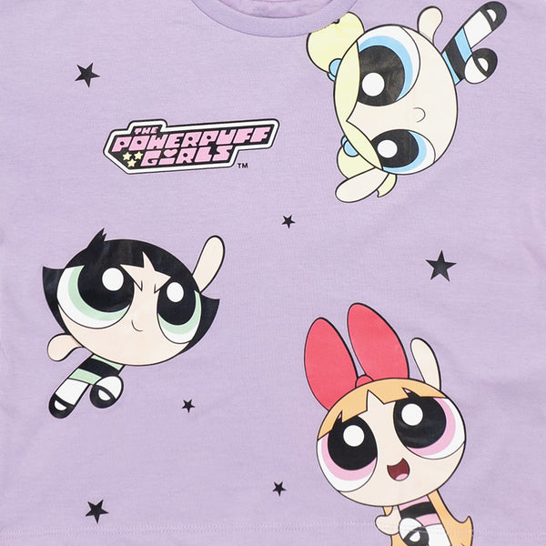 זוג חולצות בנות הפאוור פאף סגול-לבן בנות