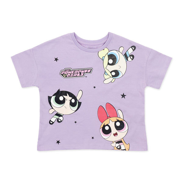 זוג חולצות בנות הפאוור פאף סגול-לבן בנות