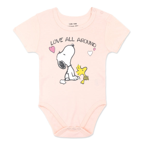 זוג בגדי גוף סנופי ורוד-אפרסק תינוקות בנות