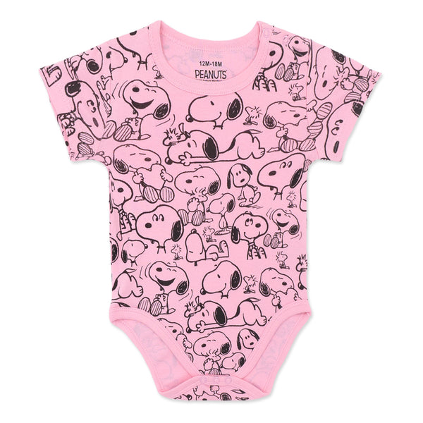 זוג בגדי גוף סנופי ורוד-אפרסק תינוקות בנות