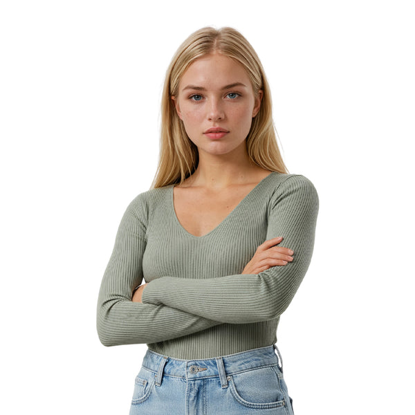 סריג ריב צווארון וי