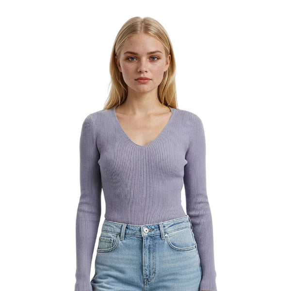 סריג ריב צווארון וי