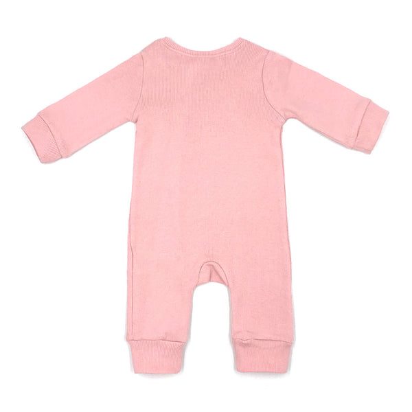 אוברול מינוטי ורוד ריב עם רוכסן תינוקות בנות