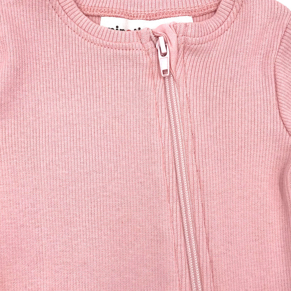 אוברול מינוטי ורוד ריב עם רוכסן תינוקות בנות