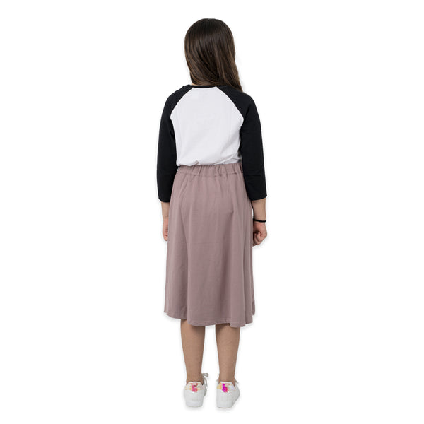 מארז 4 חצאיות ברך שחור-פוקסיה-ורוד-פלדה בנות 8-16