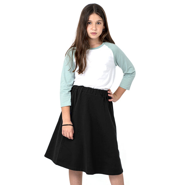 מארז 3 חצאיות ברך פרנץ' טרי שחור-כחול-חום בנות