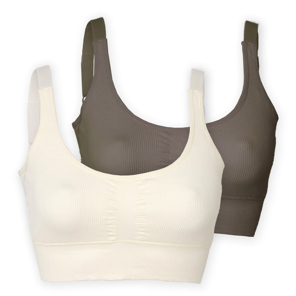 זוג גוזיות ללא תפר בטנה כפולה וקאפים נשלפים נשים S-XL