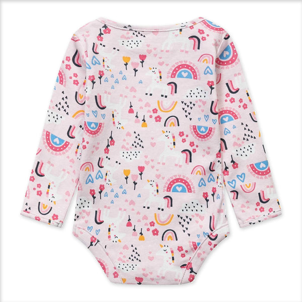 זוג בגדי גוף מינוטי שרוול ארוך ורוד ולבן תינוקות בנות