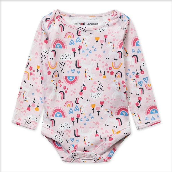 זוג בגדי גוף מינוטי שרוול ארוך ורוד ולבן תינוקות בנות