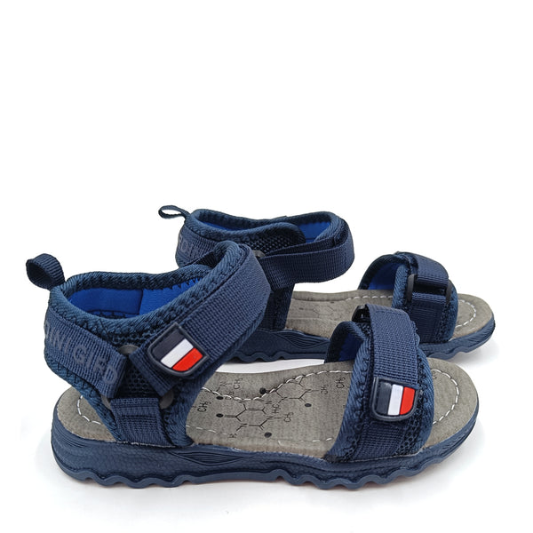 סנדלים עם רצועות בד סקוטש כחול / שחור בנים