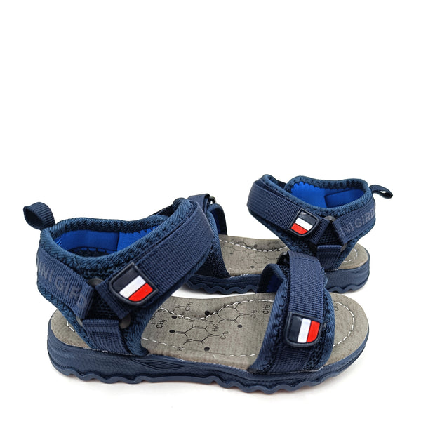 סנדלים עם רצועות בד סקוטש כחול / שחור בנים