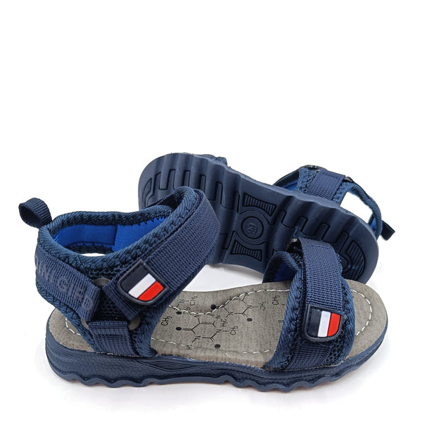 סנדלים עם רצועות בד סקוטש כחול / שחור בנים