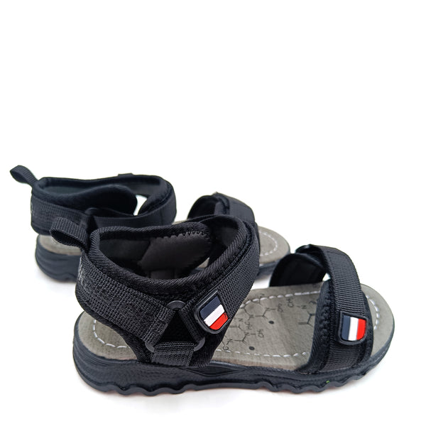 סנדלים עם רצועות בד סקוטש כחול / שחור בנים