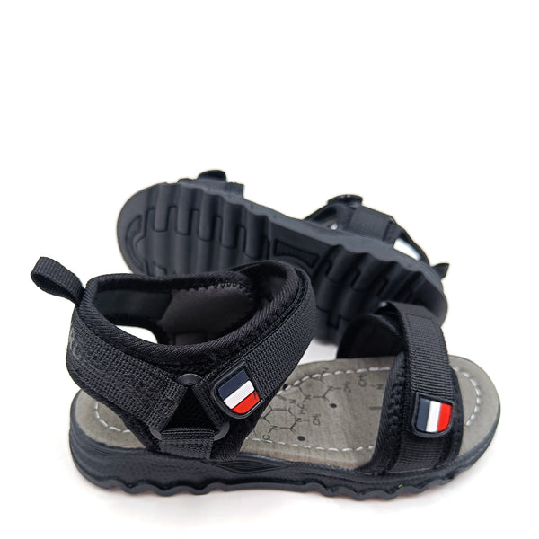 סנדלים עם רצועות בד סקוטש כחול / שחור בנים