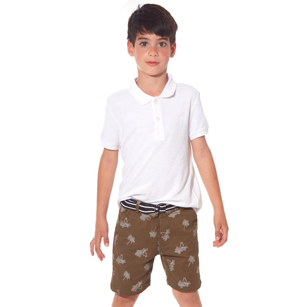 מכנס עם חגורה הדפס דקלים בנים