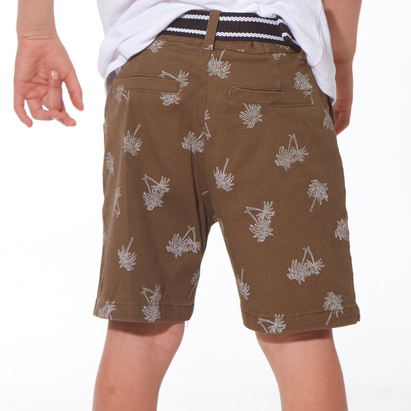 מכנס עם חגורה הדפס דקלים בנים