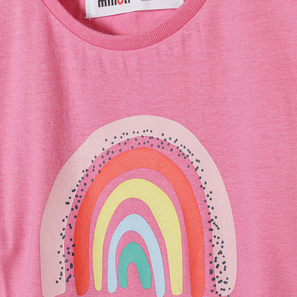 מארז 3 חולצות מינוטי ורוד-לבן-פוקסיה פעוטות בנות