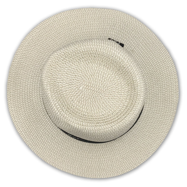 כובע קש עם רצועה כיתוב כסוף נשים