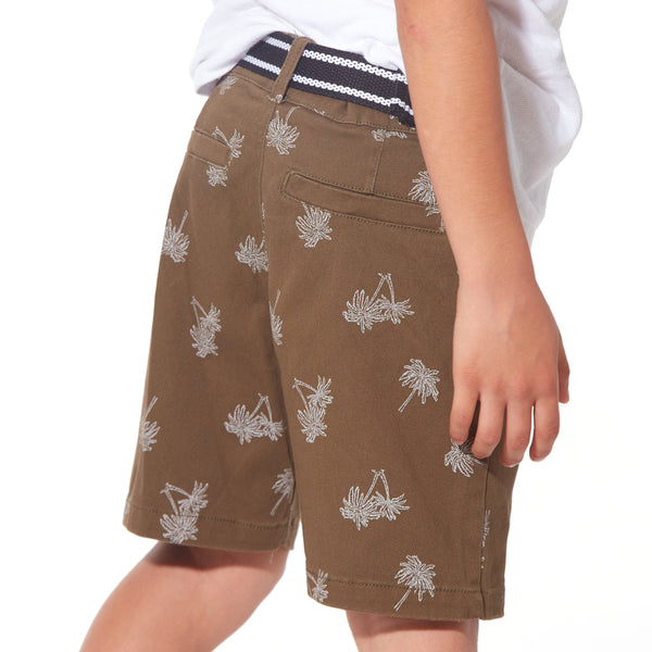 מכנס עם חגורה הדפס דקלים בנים