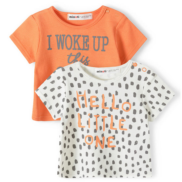 זוג חולצות מודפסות כתומה ושמנת תינוקות