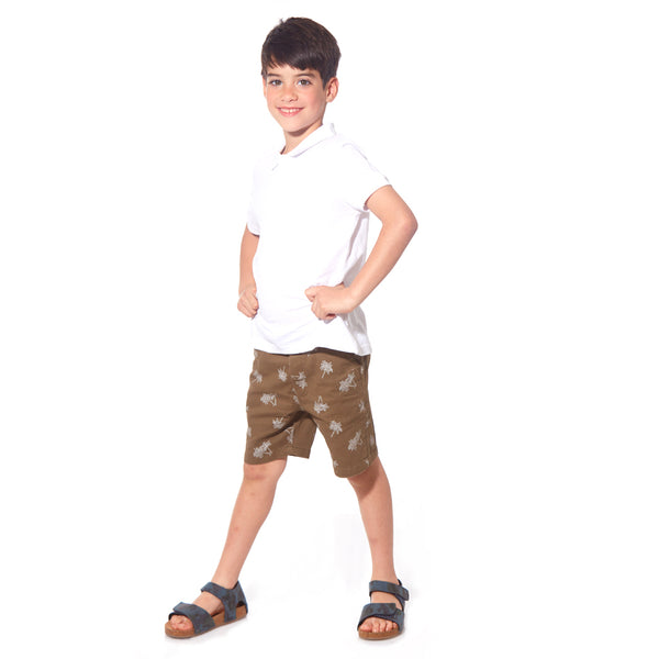 מכנס עם חגורה הדפס דקלים בנים