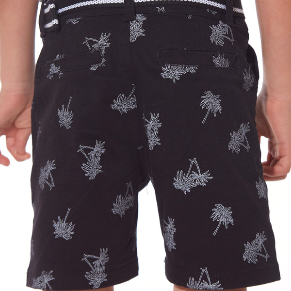 מכנס עם חגורה הדפס דקלים בנים