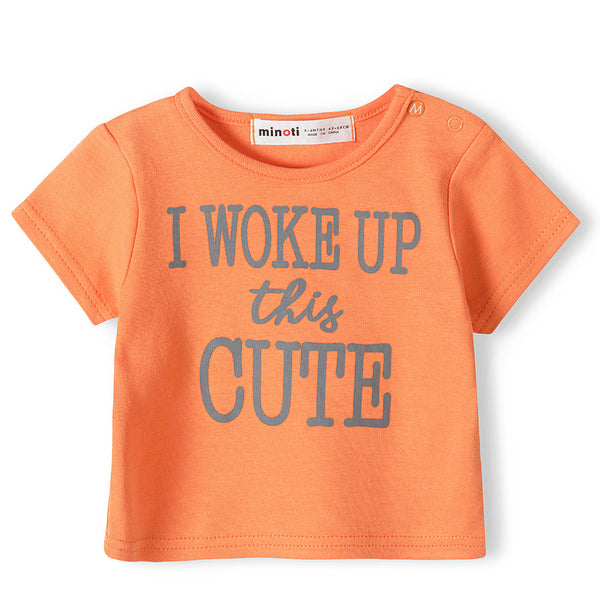 זוג חולצות מודפסות כתומה ושמנת תינוקות