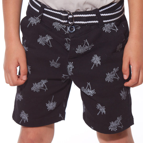 מכנס עם חגורה הדפס דקלים בנים