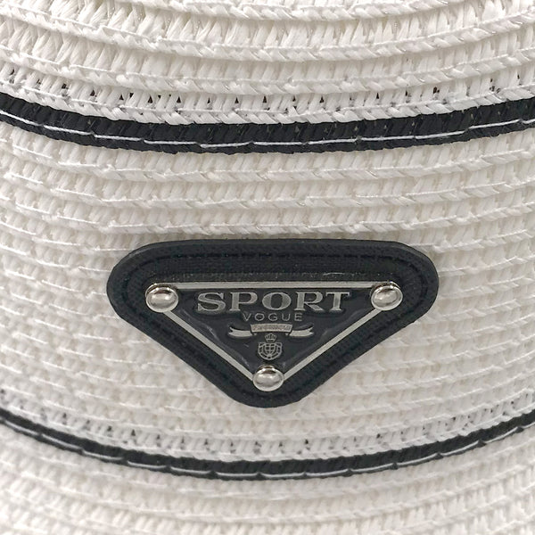 כובע קש עם שוליים צרים ותגית נשים