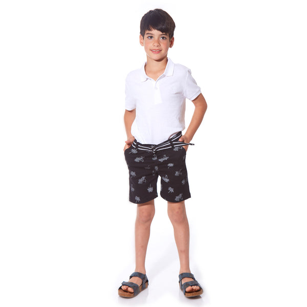 מכנס עם חגורה הדפס דקלים בנים