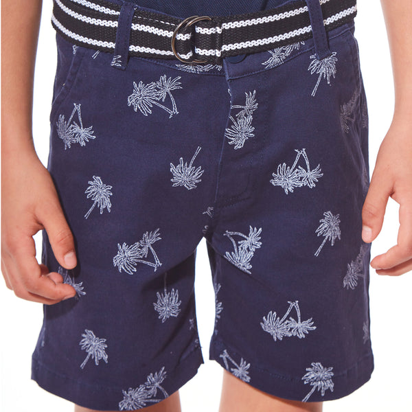 מכנס עם חגורה הדפס דקלים בנים