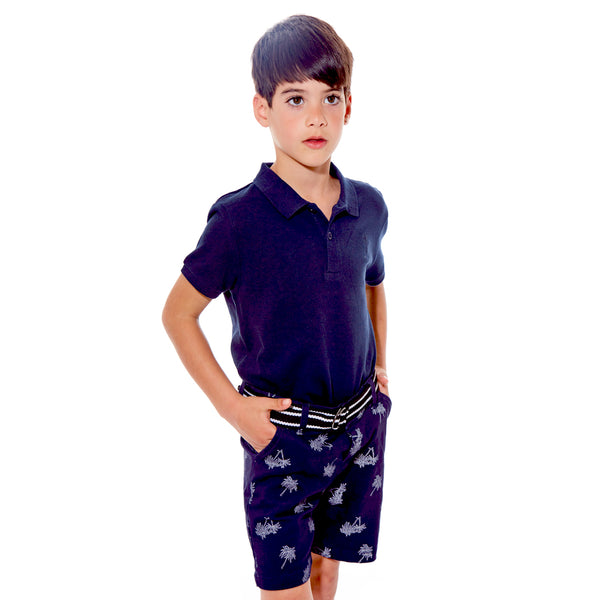 מכנס עם חגורה הדפס דקלים בנים