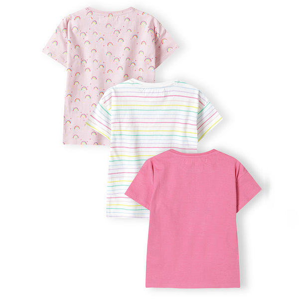 מארז 3 חולצות מינוטי ורוד-לבן-פוקסיה פעוטות בנות