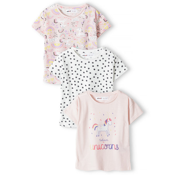 מארז 3 חולצות מינוטי אפרסק-לבן פעוטות בנות