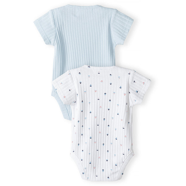 זוג בגדי גוף ריב מינוטי תכלת-לבן תינוקות בנים