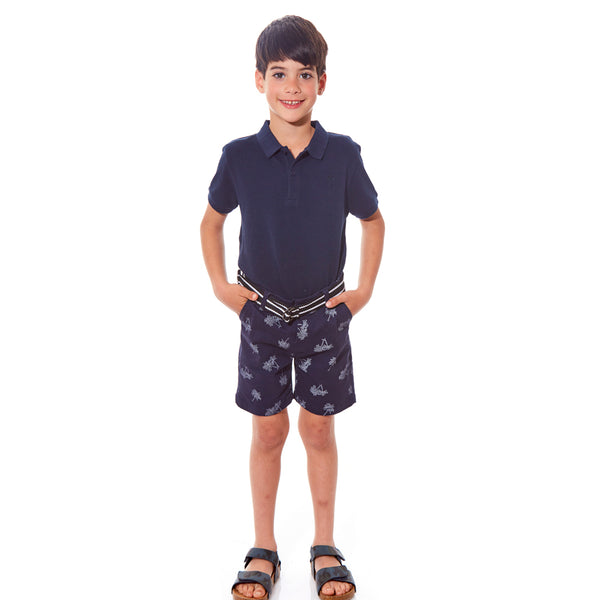 מכנס עם חגורה הדפס דקלים בנים