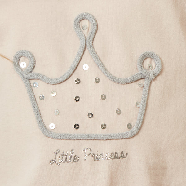 זוג חולצות רקמה ופאייטים שחור ואפרסק בנות