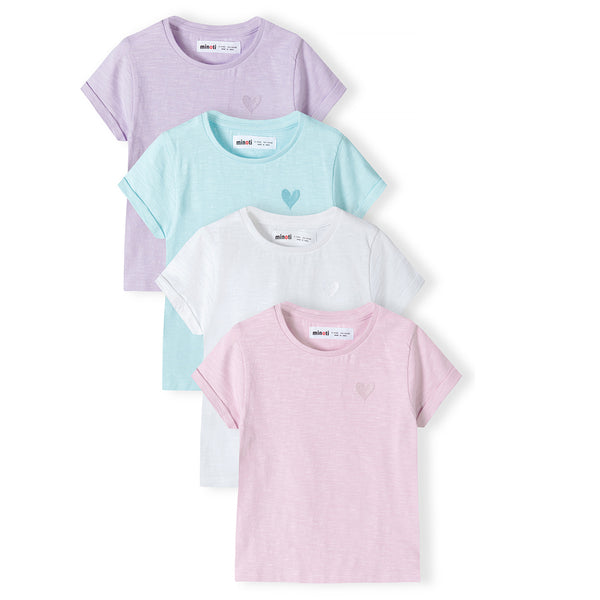 מארז 4 חולצות מינוטי עם רקמת לב תינוקות בנות
