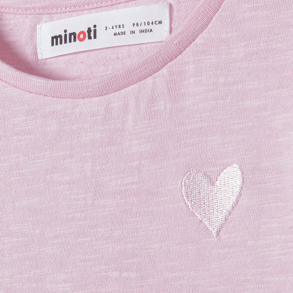 רביעיית חולצות מינוטי עם רקמת לב פעוטות בנות 12-24M