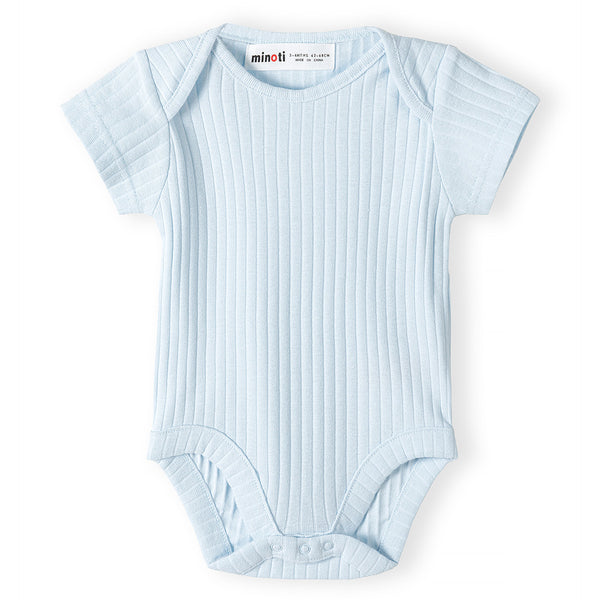זוג בגדי גוף ריב מינוטי תכלת-לבן תינוקות בנים N/B-9M