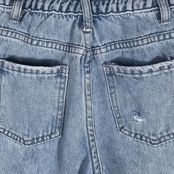 ג'ינס רחב גומי קרעים בנות