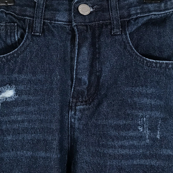 ג'ינס רחב גומי קרעים בנות