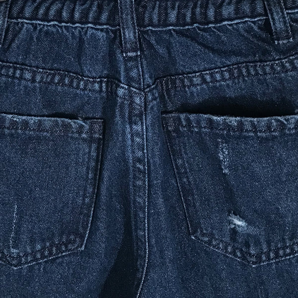 ג'ינס רחב גומי קרעים בנות